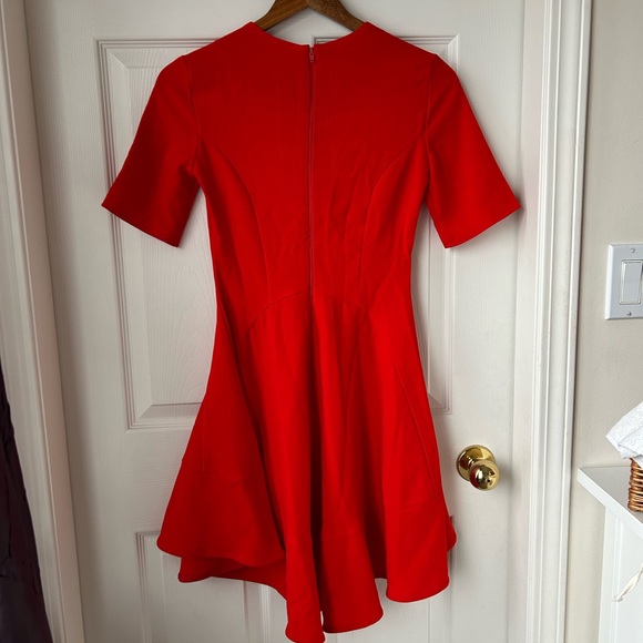Red orange Sz 2 fit and flair dress - Picture 2 of 2